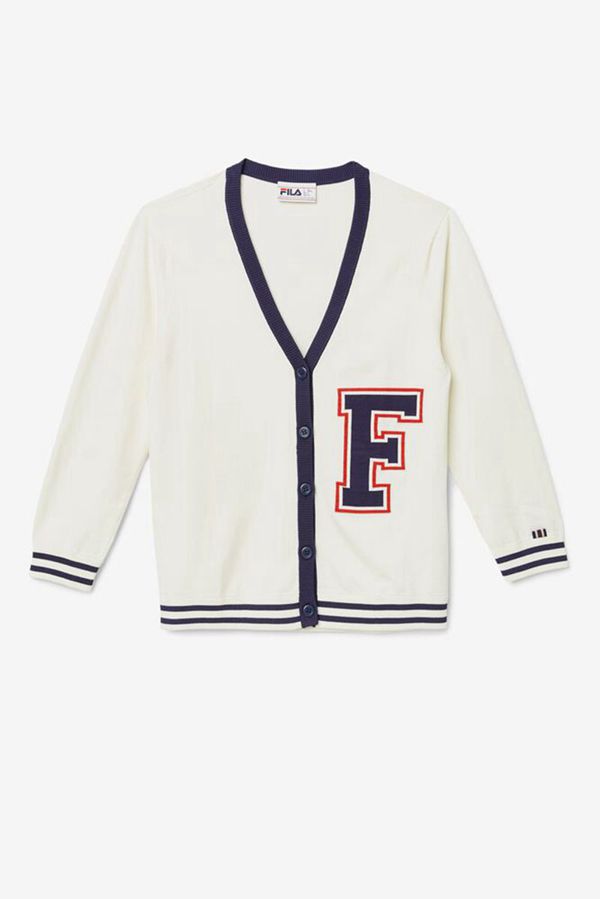 Moletons Fila Mulher Branco/Azul Marinho - Fila Delfina Cardigan Outlet Portugal,MLJP-86475